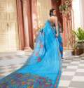 Buy Printed Sky Blue Saree For Ladies