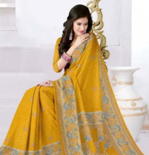New Collection Yellow Plain Saree For Women by Supriya Saree House
