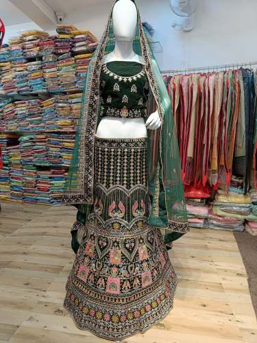 Elegant Green Embroidered Lehenga choli by Mangalam Muhurat