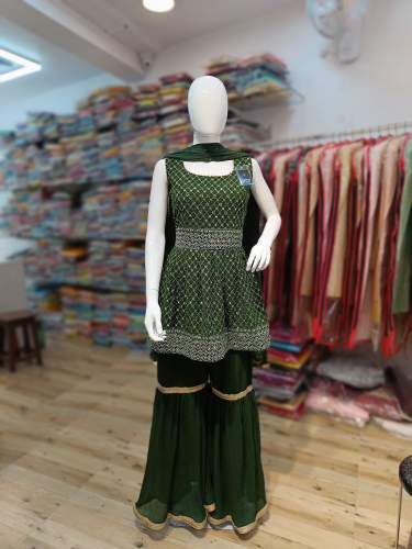 Elegant Green Party Wear Sharara Suit  by Mangalam Muhurat