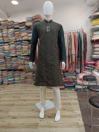 Green Mens Kurta Churidar Pajama Set  by Mangalam Muhurat