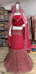 Velvet Bridal Embroidered Lehenga choli