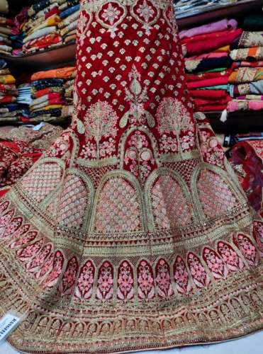 New Collection Red Embroidery Lehnega Choli by Rupa Saree Sansar