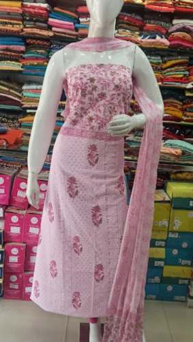 Pink Embroidered Dress Material in Kottayam by Milana