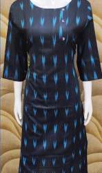 Regular Wear Blue Straight Kurti 