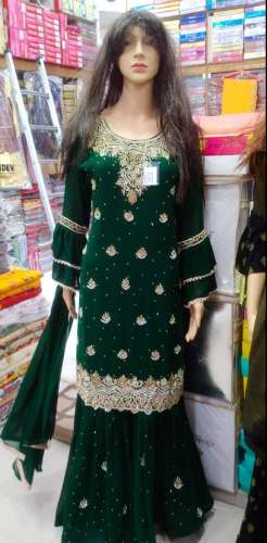 Dark Green Sharara Suit For Women by Muskan Fashion House