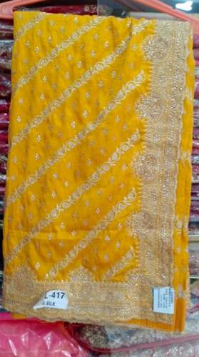 New Collection Yellow Embroidery Saree by Muskan Fashion House