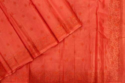 Ruby Red Tussar Silk Saree at Wholesale Rate  by Pulimoottil Silks