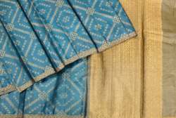 Stylish Persian Blue Tussar Silk Saree