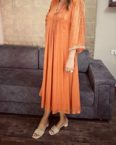 Orange Silk Kurti At Wholesale Rate by Serene Designer Clothing