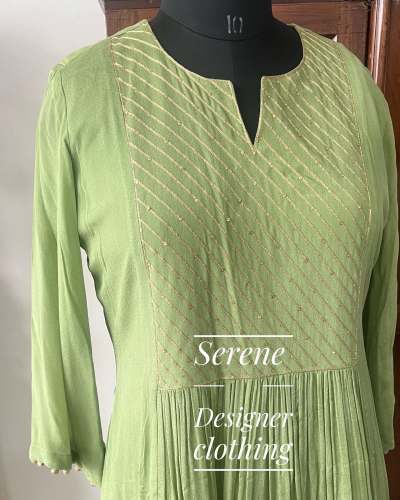 Pista Color Embroidered Kurti  by Serene Designer Clothing