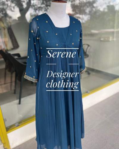Stylish Teal Blue Fancy Kurti from Kottayam by Serene Designer Clothing