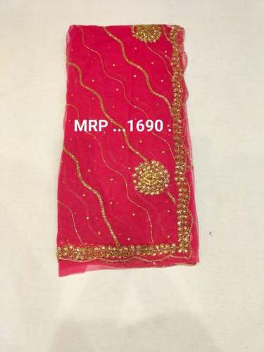 Pretty Pink Embroidered Work Saree  by Menka Saree Showroom