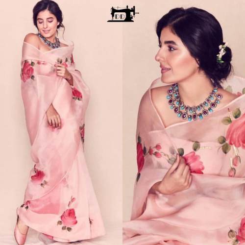 Digital Printed Organza Saree with Silk blouse  by Meraki Designers Hub