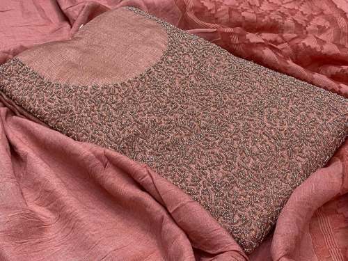 Krisp Silk Handwork with Cotton Dress Material 