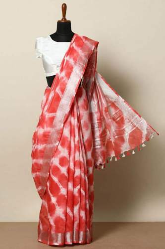 Trendy Linen Shibori Print Saree  by Meraki Designers Hub