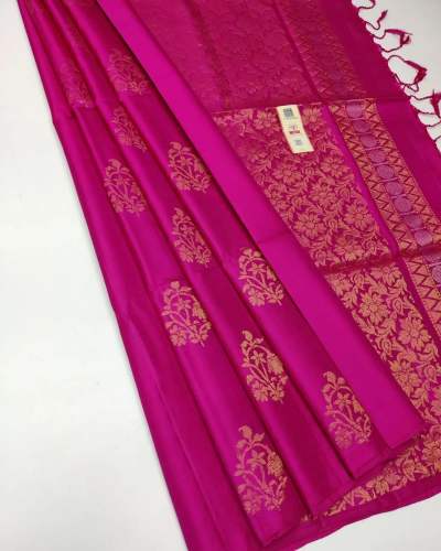 Silver and Gold Zari Butti Pure Silk Saree by SILK QUEST