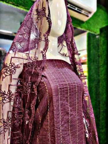 Party Wear Dress Material With Net Dupatta by Cindrella Designs