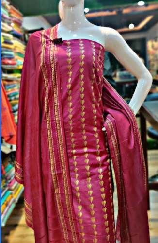 South Indian Pink Dress Material  by Cindrella Designs