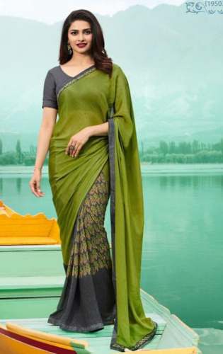 Fancy Printed Casual Green Saree