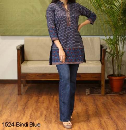 Fancy Blue Bindi Cotton Tunic Top by Stachis Fashion Hub