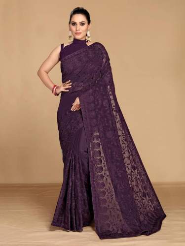Georgette Net Embroidered Saree