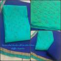 Hand Work Chanderi Blue Dress Material 