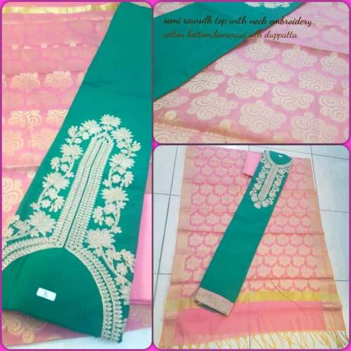 Semi Raw Silk Dress Material in Kottayam
