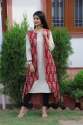 trendy-plain-kurti-with-red-shrug-jacket