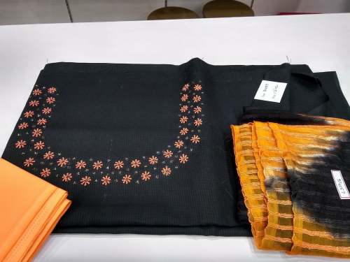 Black Neck Work Dress Material  by Valentines Boutique