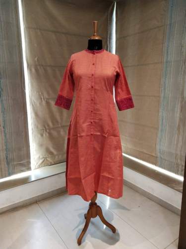 Plain Stand Collar Neck Formal Kurti by Valentines Boutique