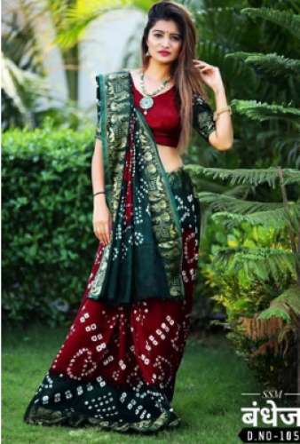 Ladies Party Wear Bandhani Saree by Anjana Sarees