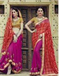 Ladies Red Bandhej Saree