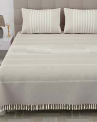  Cotton Double Bed Sheet With Fringes 100% Cotton