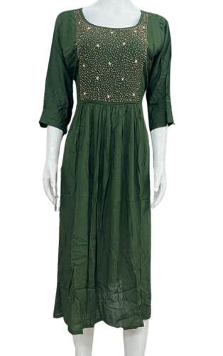 Mehendi Green Nayra Cut Kurti 