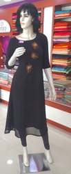 Beautiful Black Embroidered Ghera Kurti