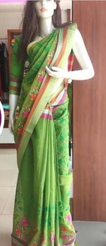 Stylish Green Silk Cotton Saree by Minnara Boutique