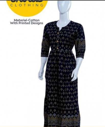Elegant Black Cotton Printed Kurti