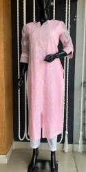 Fancy Pink Chikan Work Kurti 