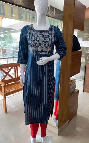 Fancy Striped design Straight Kurti by Cholas Clothing