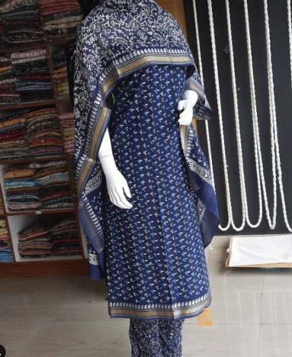 Trendy Blue Cotton Dress Material by Cholas Clothing