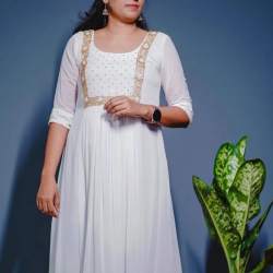 A line Georgette Hand Work Kurti