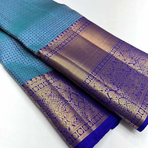 Kanjivaram pure silk handloom double warp Saree by Lillie Boutique