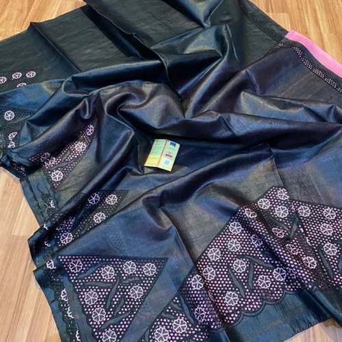 Pur Desi tussar silk cutwork saree with blouse by Lillie Boutique