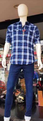 Blue Checks Men Shirt With Blue Jeans Set by Boyzone