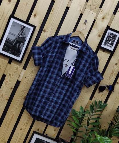 Stylish Checks Blue Boys Shirt  by Urban Trendz