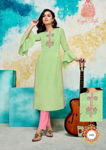 New Light Green Straight Kurti For Women by Shree Sai Mahek Creation