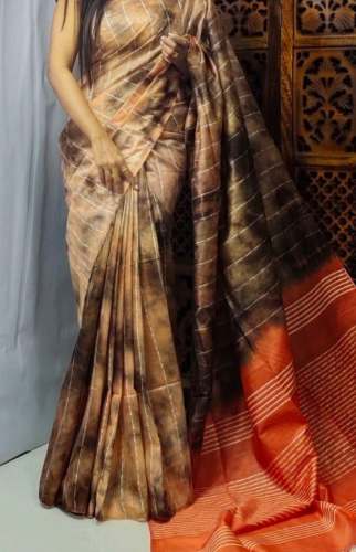 New Collection Brown Printed Saree For Ladies by Nadeem Handloom