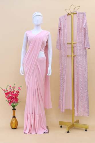 1 MINUTE SAREE WITh SHRUG  