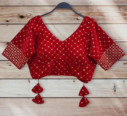 9000 Velvet Heavy Sequence n Thread Work Blouse